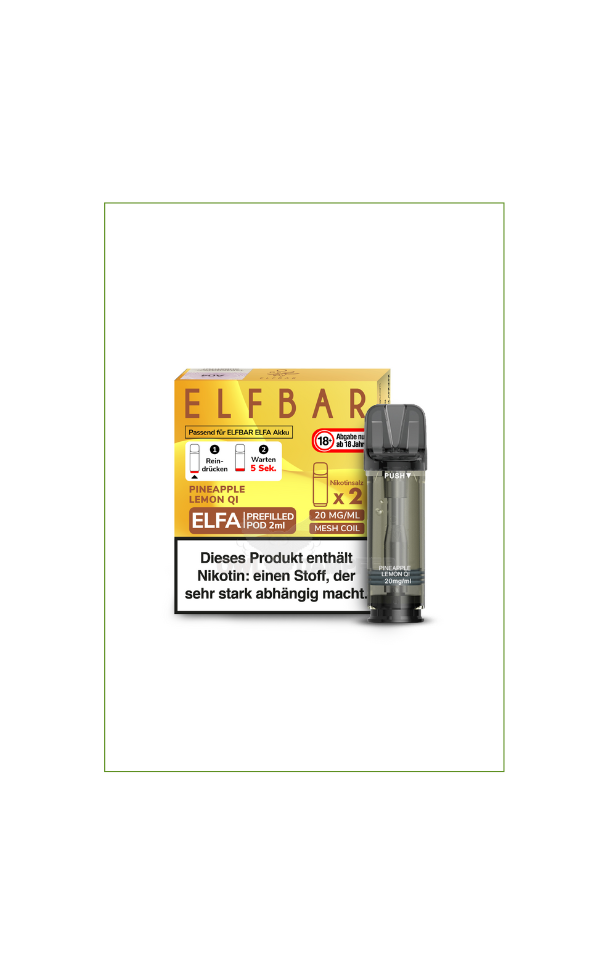 Elfbar Elfa Prefilled Pod Pineapple Lemon Qi 2er Pack je 2ml (10 Stk)