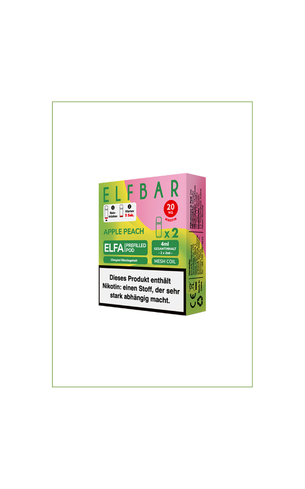 Elfbar Elfa Prefilled Pod Apple Peach 2er Pack je 2ml (10 Stk) nikotinfrei