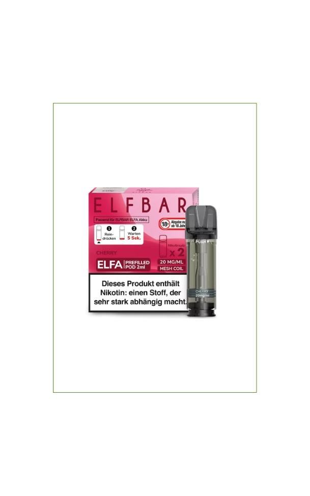 Elfbar Elfa Prefilled Pod Cherry 2er Pack je 2ml (10 Stk) nikotinfrei